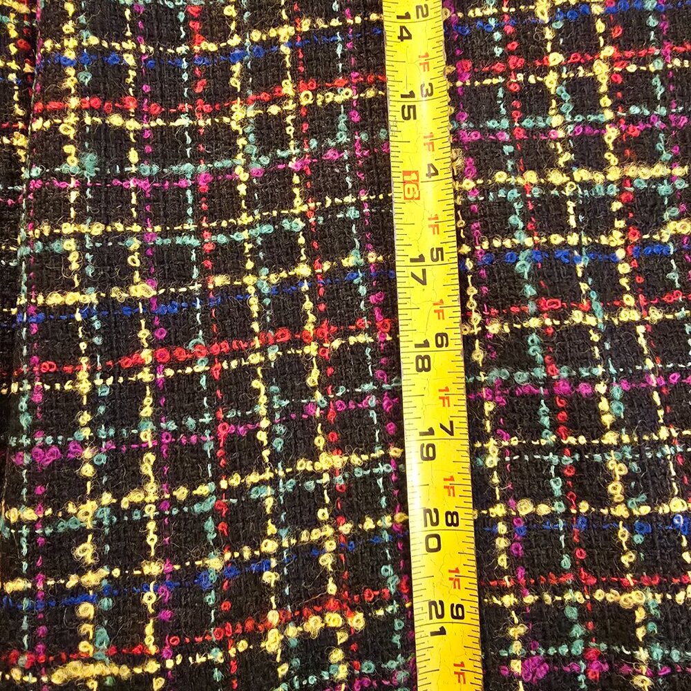 Skirt Tweed Black Yellow Green Red Blue Lined A-line Chaus size 12 1990s NWT Vtg - Picture 13 of 14